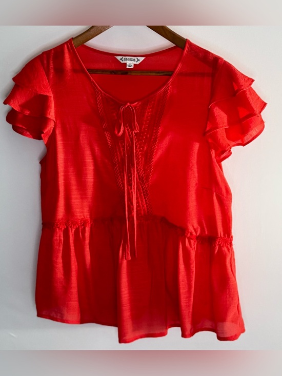 Nannette Tops - NWT Nanette Lepore | Poppy Red Tiered Ruffle Sleeve Blouse M